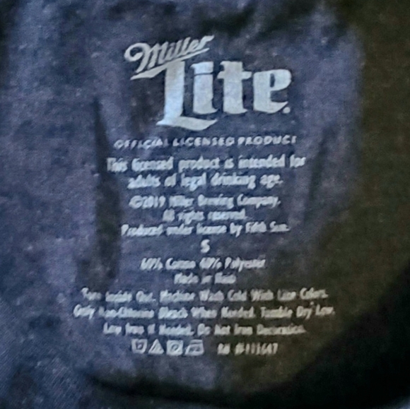 Miller Lite Beer Dark Gray Short Sleeve Tee Shirt Size Small NWOT - Picture 7 of 7